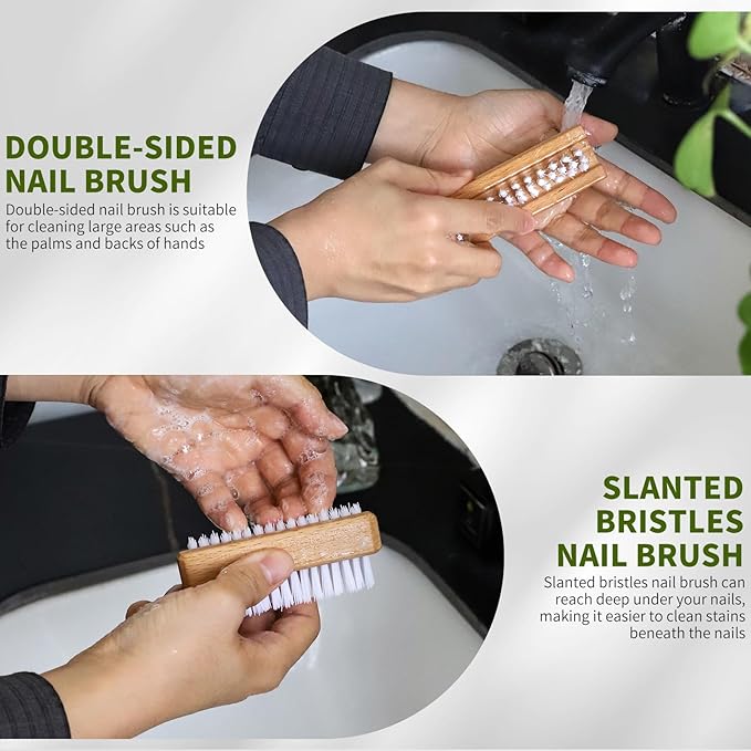 4 Pack Wooden Nail Brush