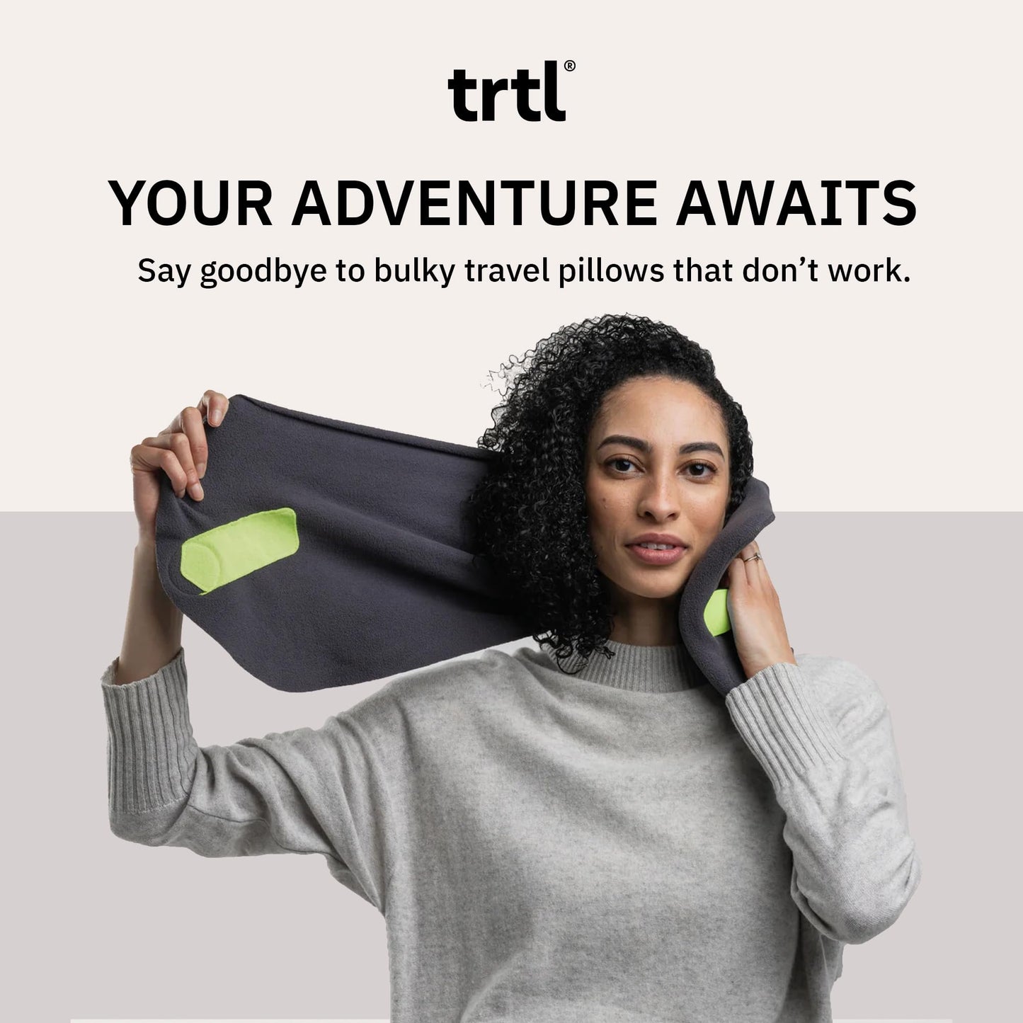 trtl Pillow - Scientifically Proven Super Soft Neck Support Travel Pillow - Machine Washable - Grey