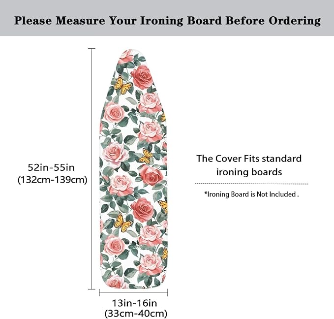 Rose Butterfly Ironing Board Cover and Pad Lightweight Soft Ironing Pad
