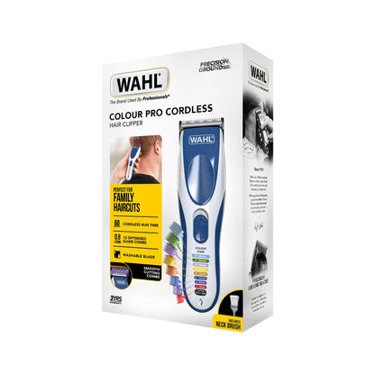 Wahl Colour Pro Cordless Clipper, Haircutting Kit, Long Life Cordless Power, Perfect for Family Use, Colour Coded Cutting Lengths Make Hair Cuts Easy, High Performance Motor & Blade