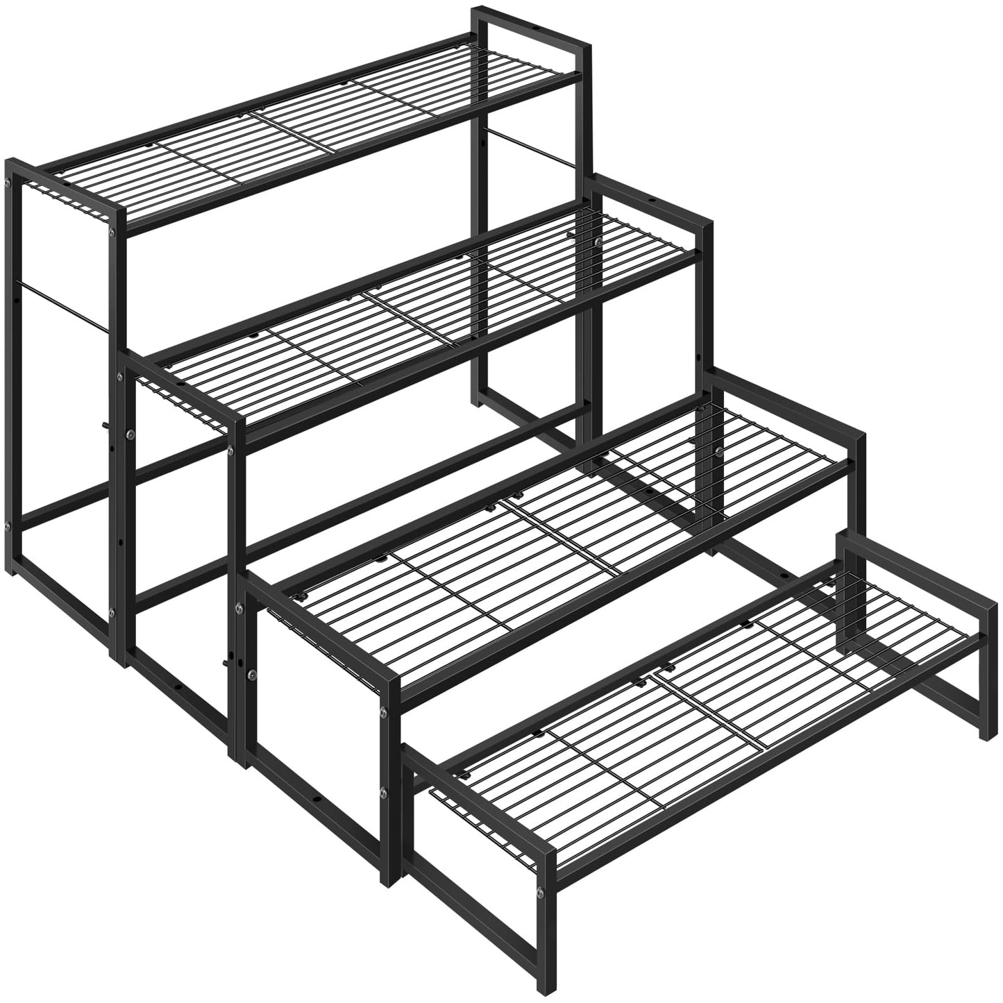Meyoppm 4 Tier Metal Plant Stand Indoor Outdoor, Ladder Flower Pot Holder Plant Stands, Stackable Heavy Duty Tall Plant Shelf Flower Pot Holder for Garden, Display Rack
