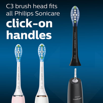 Philips Sonicare Genuine C3 Premium Plaque Control Toothbrush Heads, One Year Supply, 2 Brush Heads, Black, HX9044/95