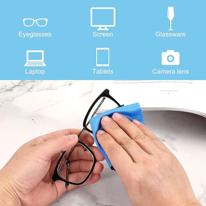 PATIKIL Eyeglass Microfiber Cleaning Cloth 7"x6", 50 Pack Glasses Cleaning