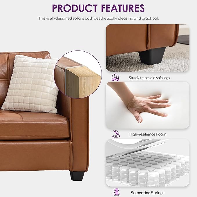 TYBOATLE 65" Faux Leather Love Seat Sofa