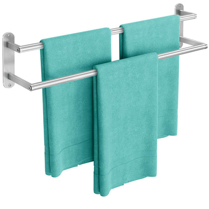 Towel Rack for Bathroom, Double Towel Bar 24Inch, Stainless Steel Bathroom Towel Holder, Double Towel Hanger Wall Mounted Towel Rod, Bathroom Towel Rack(Brushed Nickel)