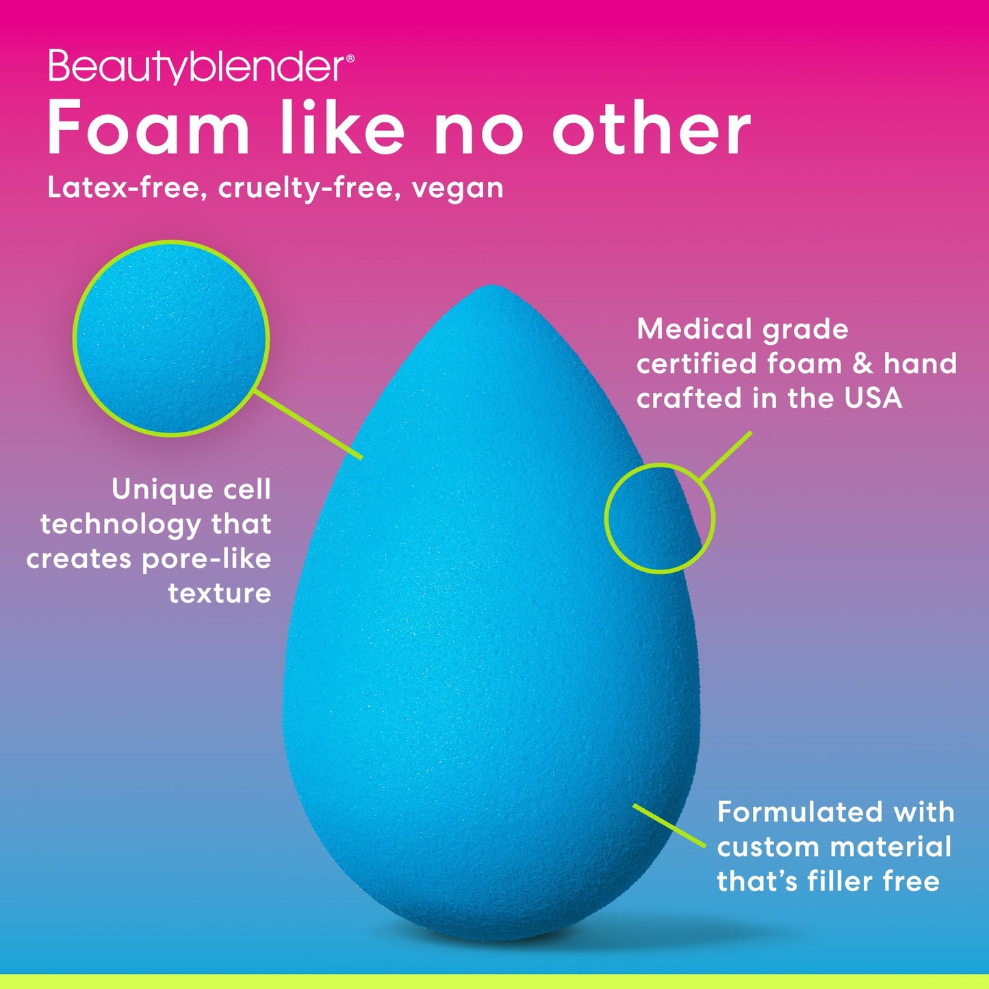 Beautyblender® | Bubble Blender Makeup Sponge | Blend Liquid Foundations, Powders and Creams | Streak Free Application | Vegan, Cruelty Free | Made in USA
