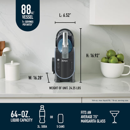 Ninja SLUSHi with RapidChill Technology, 88 oz. Frozen Drink & Slushie Machine, 5 Preset Programs, Margaritas, Frappés, and More, Premium Accents, Black, FS301