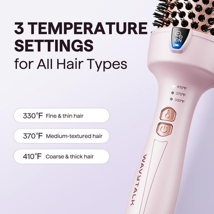 Wavytalk Updated Version Thermal Brush, 1.5 Inch Negative Ion Blowout Express Thermal Round Brush Creates Salon-Quality Blowouts, lonic Frizz Reduction Makes Hair Shinier & Smoother (Millennial Pink)