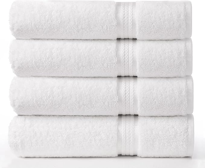 Cotton Craft Ultra Soft 4 Pack Oversized Extra Large Bath Towels 30x54 White