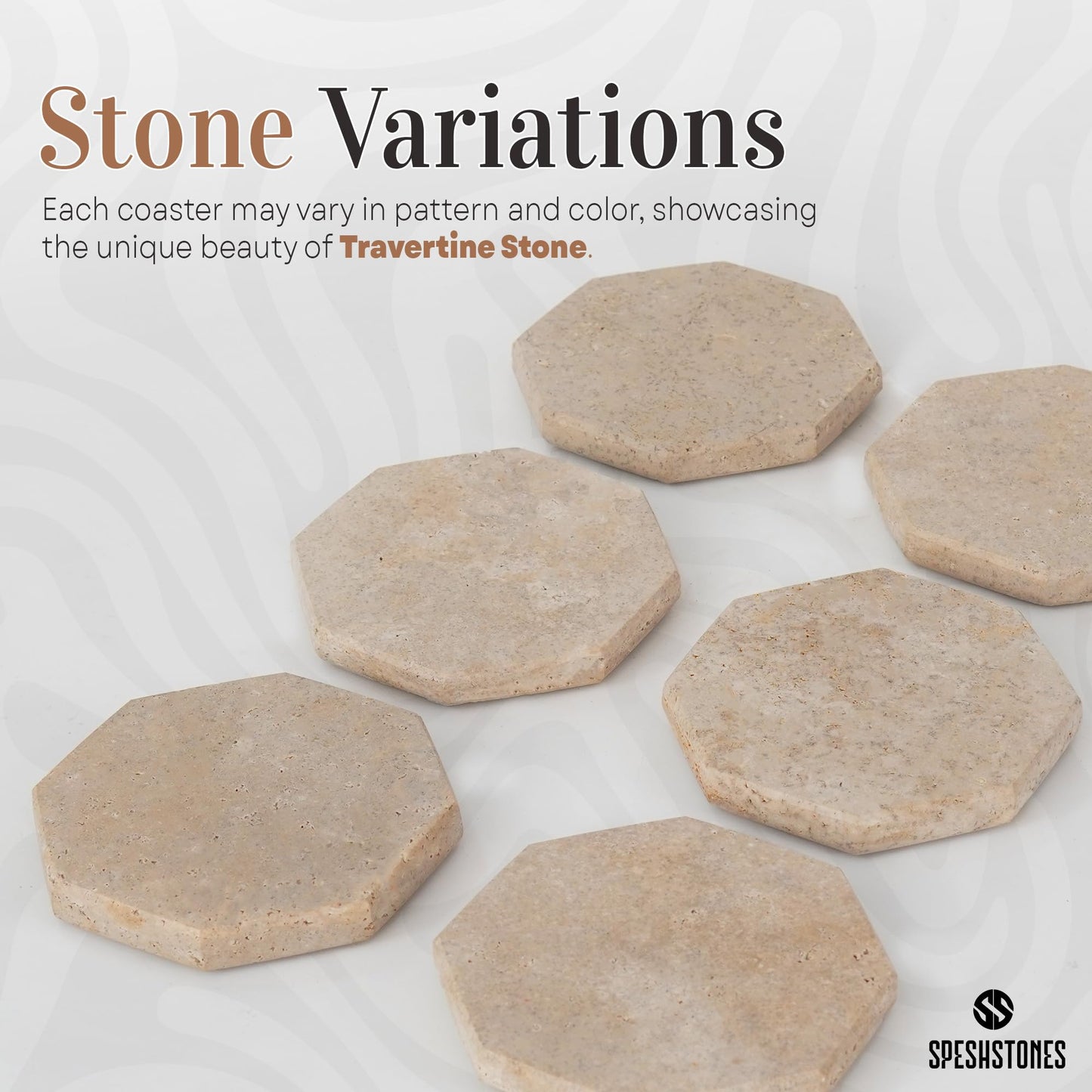 SPESHSTONES Marble Coasters Set of 6 Handmade 3.75 Inch Travertine Coaster for Drinks - Ideal Stone Drink Coasters for Coffee Bar Accessories, Dining Table & Home Décor