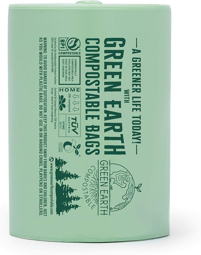 Green Earth Compostable Tall Kitchen Food Scrap Trash Bags, Compost Bin