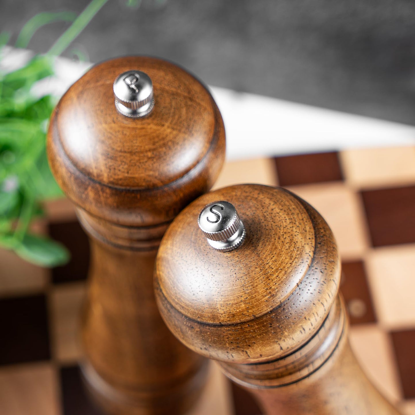 JF JAMES.F Salt and Pepper Mill Sets, 8 inch Wooden Salt and Pepper Grinders with Ceramic Core Wood Salt and Pepper Shakers Set of 2