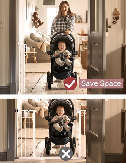 Momcozy Retractable Baby Gate, 33" Tall, Extends up to 55" Wide, Child Safety Baby Gates for Stairs, Doorways, Hallways, Indoor, Outdoor White