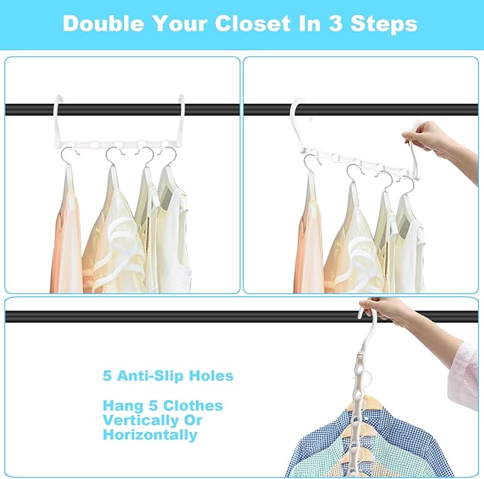 DUCOO 10 PCS Space Saving Hangers, 5-Hole Magic Hangers