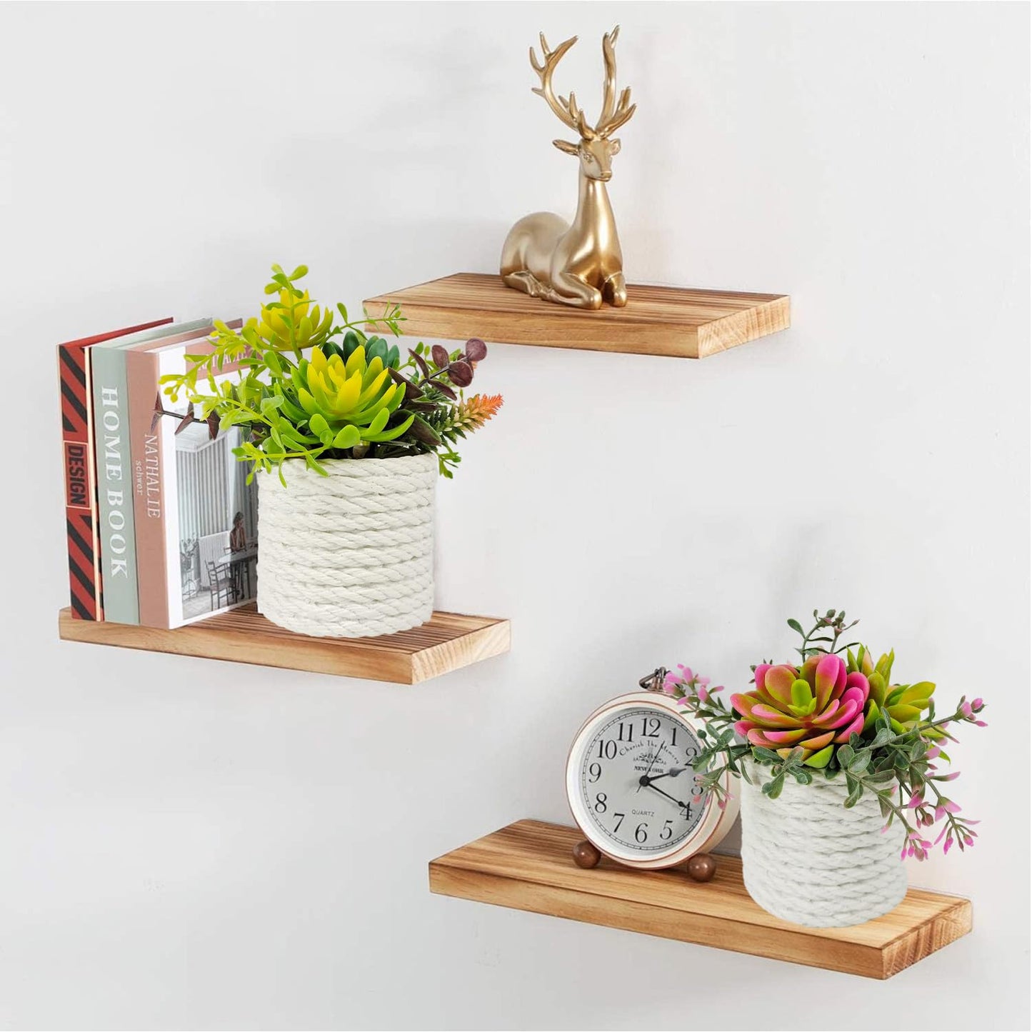 FOUSUKA Set of 2 Fake Succulents Plants Artificial Small Succulent Plants Potted for Home Decor Indoor Table Living Room Bedroom Bathroom Shelf Women Office Desk Accessories Decoration (Green)
