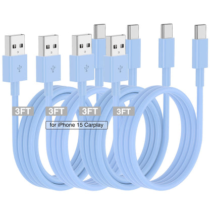Car Carplay Cable for iPhone 17 16 15 Charger Cord,3/3/6/6FT USB A to USB C Cable for iPhone 17 Pro Max/16 Pro/15 Plus Charger,USB C Car Charger for Apple 17 Air/16 Pro Max/16e/15/iPad Pro
