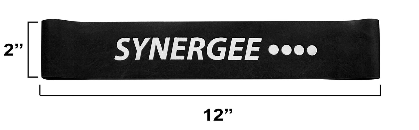 Synergee 10 Pack Mini Band Resistance Loop Exercise Bands Black X-Heavy Resistance