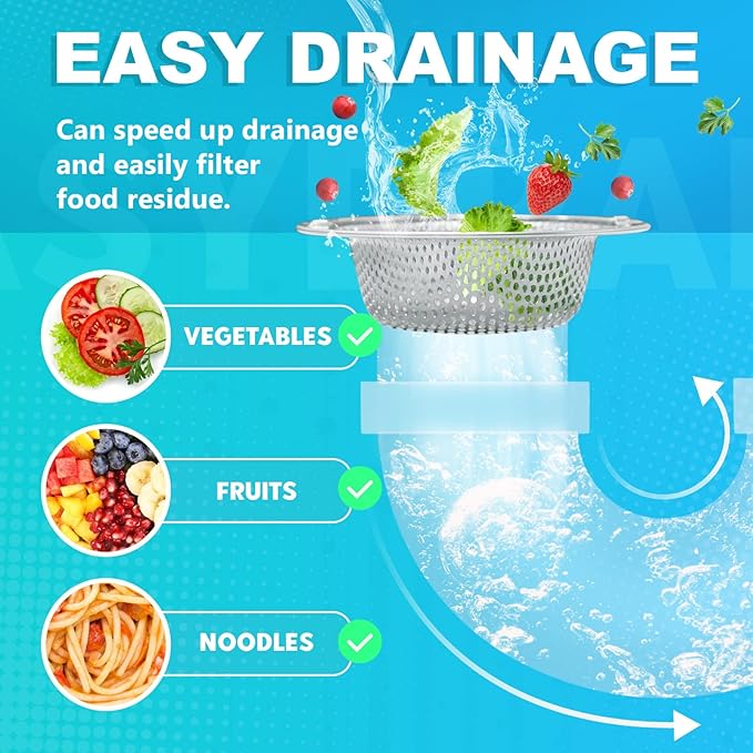 Sink Drain Strainer, Suitable for Most Sink Drains, Anti Clogging