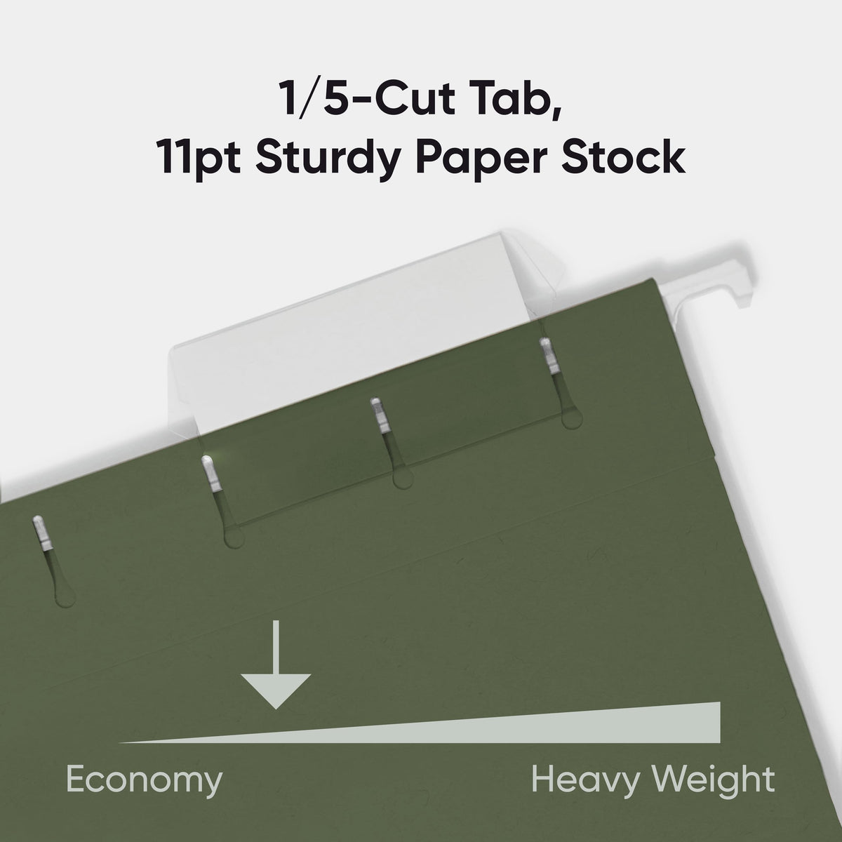 Smead Hanging File Folder, 1/5-Cut Adjustable Tab, Letter Size, Standard Green, Hanging Folders for Filing Cabinets, File Organizer Folder, 25 Count