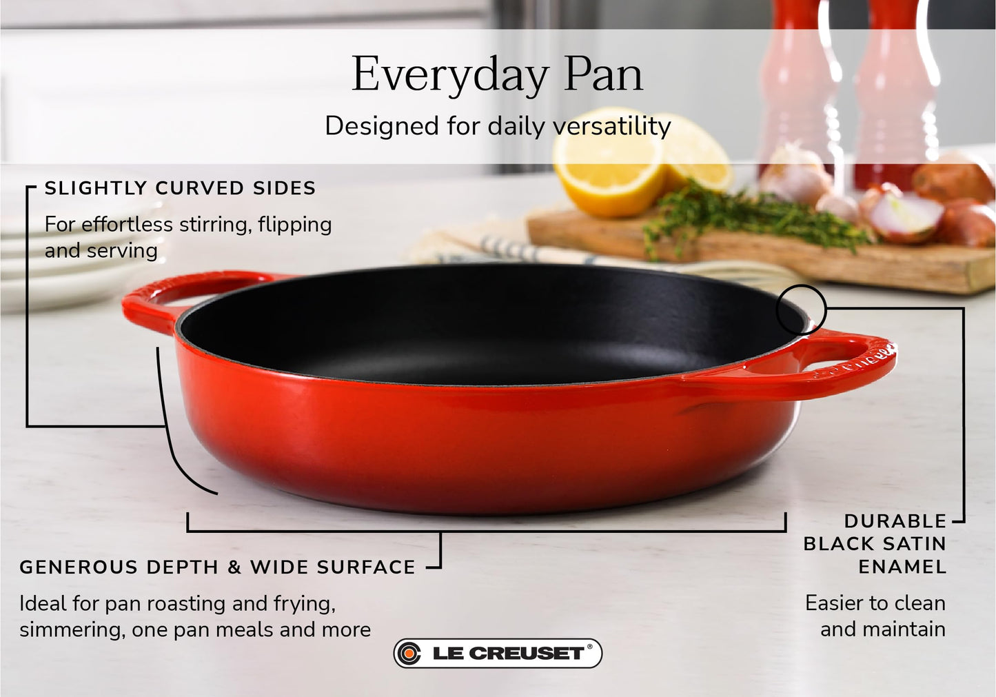 Le Creuset Enameled Cast Iron Signature Everyday Pan, 11", Sea Salt