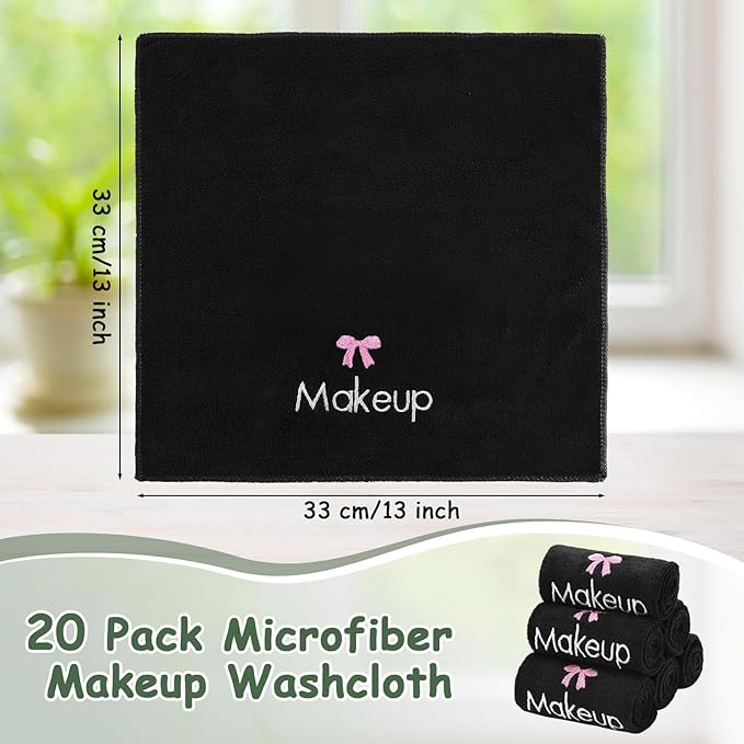 Shimeyao 20 Pack Makeup Towels Black Makeup Washcloths