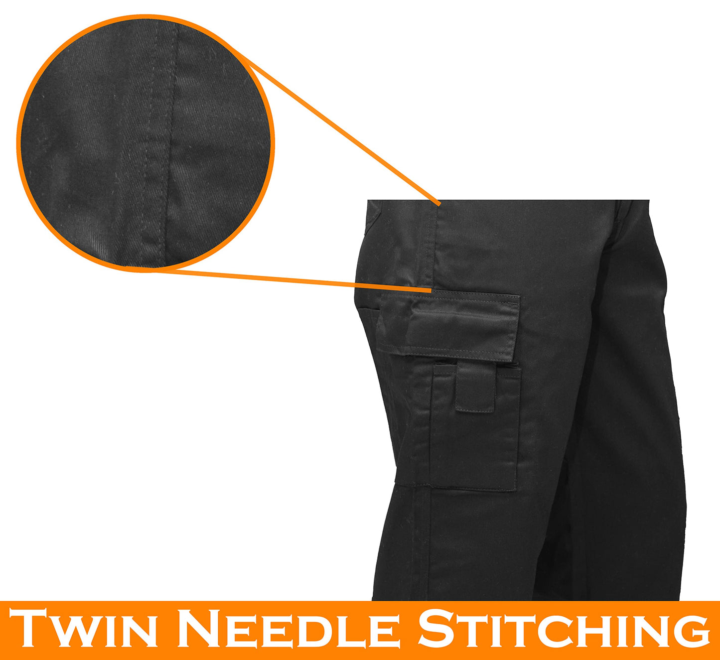 FNT Workwear Black Multi Pockets Men Cargo Combat Work Trousers Work Pants with Button & Zip Fly (34W / 31L, Black)