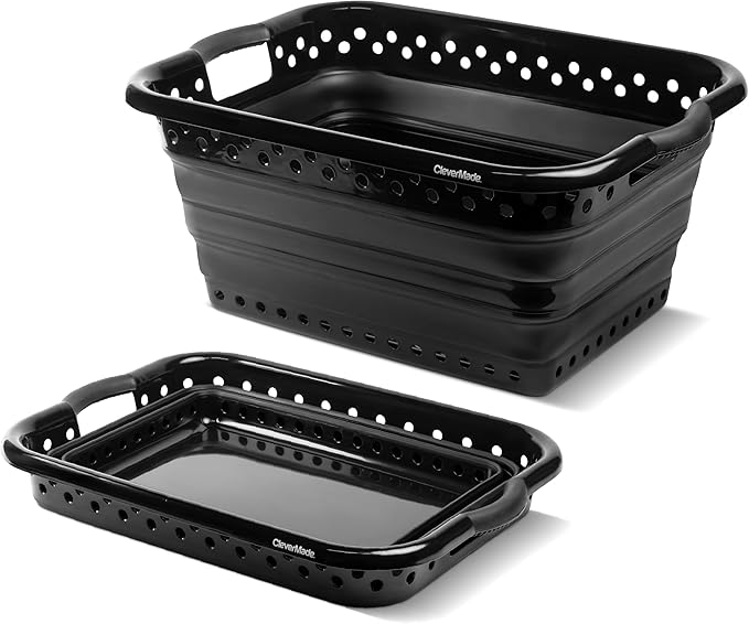 CleverMade Collapsible Laundry Baskets - 39L Foldable Large Collapsible Laundry