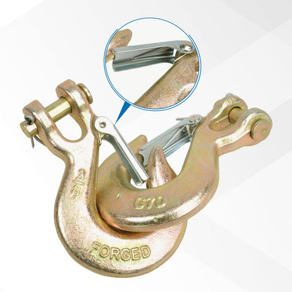 TBAPFS 4 Pack 3/8" Inch Clevis Grab Hooks G70 Steel Chain Slip Hook with Safety Latch 18000 Lbs Capacity Working with Towing and Chain