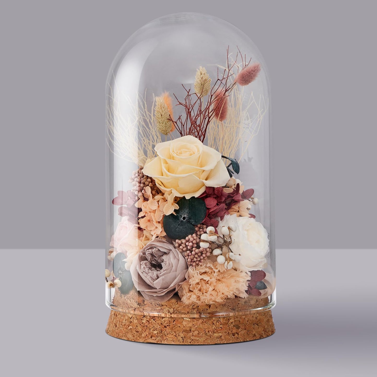Ipetboom 5pcs Cloche Glass Dome Display Covers with Cork Base - Tabletop Centerpiece Bell Jar Showcase Terrarium for Eternal Flowers Gold Rose Micro Landscape Flower Plant Preserved - 3.9x2.4in