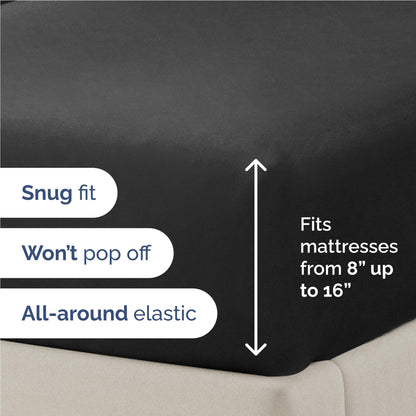 Full Size 4 Piece Sheet Set - Comfy Breathable & Cooling Sheets - Hotel Luxury Bed Sheets for Women & Men - Deep Pockets, Easy-Fit, Extra Soft and Wrinkle Free Sheets - Black Oeko-Tex Bed Sheet Set