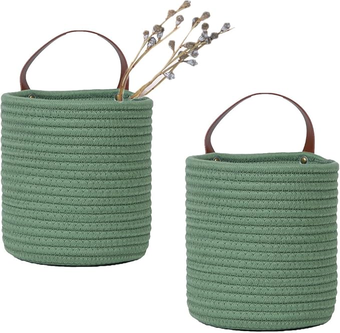 2pack Small Hanging Basket-Cotton Rope Wall Basket