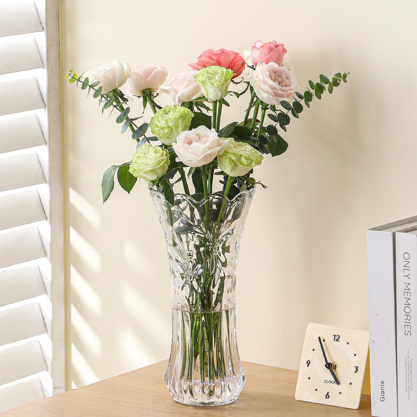 12" Glass Crystal Vase for Flowers with Luxury Gift Box, Elegant Tall Clear Vases for Mother's Day, Wedding, Valentine Gift, Large Floreros Centerpieces for Living Room Home Décor