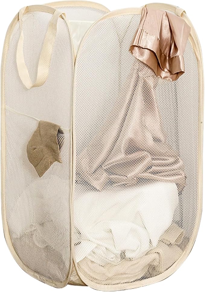 Pop Up Laundry Basket Folding Laundry Hamper Mesh Hamper Storage Bin