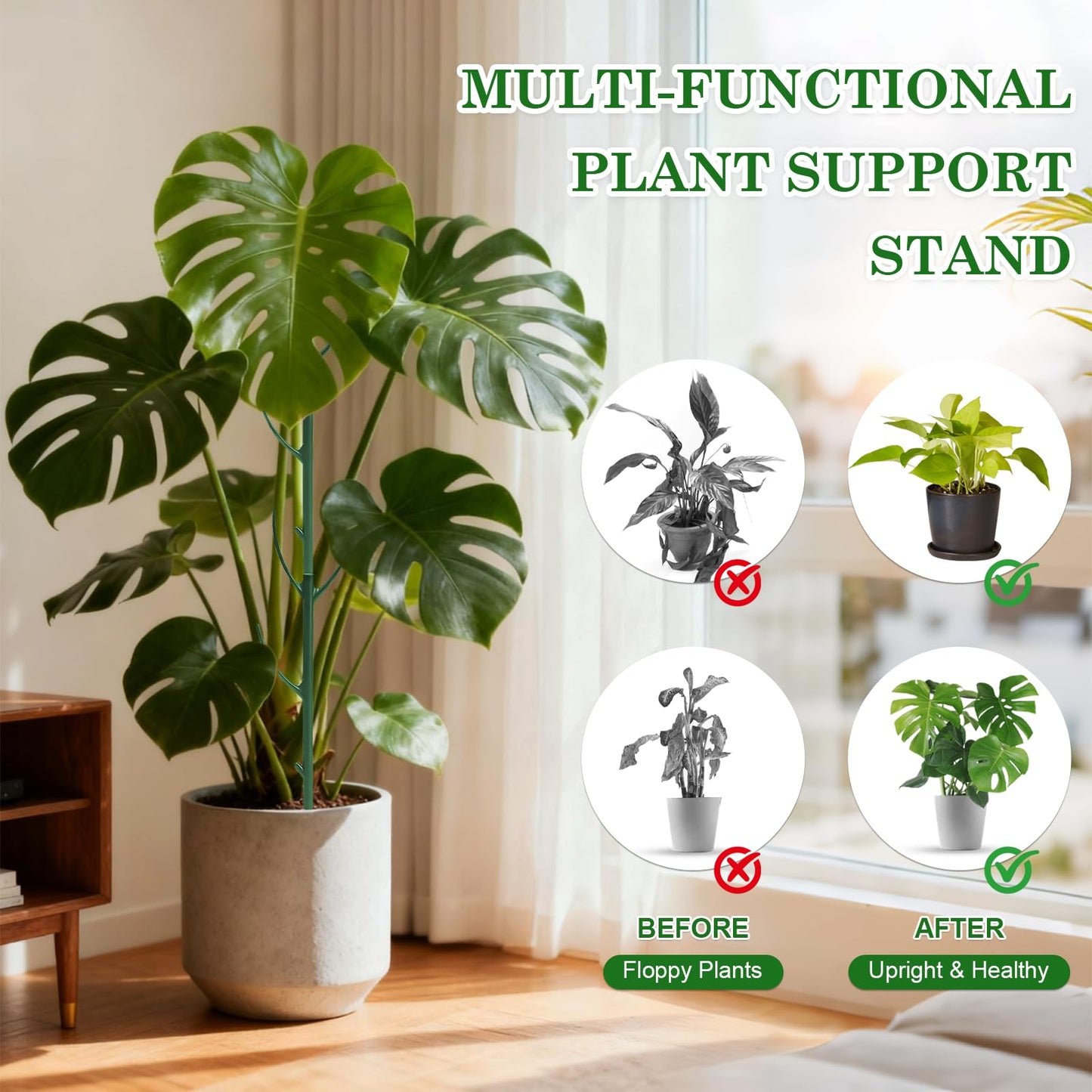 5pack Adjustable Plant Support Pole – Stackable Indoor/Outdoor Support Pole with Clamps, Suitable for Supporting Monstera and Climbing Plants, Garden Accessories, Perfect Replacement for Plant Stakes