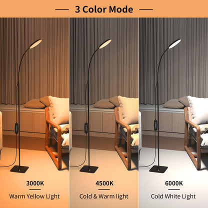Mojimdo LED Floor Lamp, 10W Reading Standing Lamps with 3 Color Temperature & 5 Brightness Levels, Dimmable Floor Lamp for Living Room, Bedroom, Office