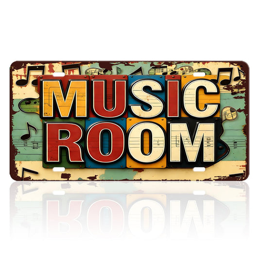 Music Posters Room Wall Art Decor Vintage Music Room Metal Tin Signs Gifts for Music Lovers Teacher Guitar Collectors Retro Musical Poster Decorations for Bedroom Classroom Music Studio 12x6 Inch