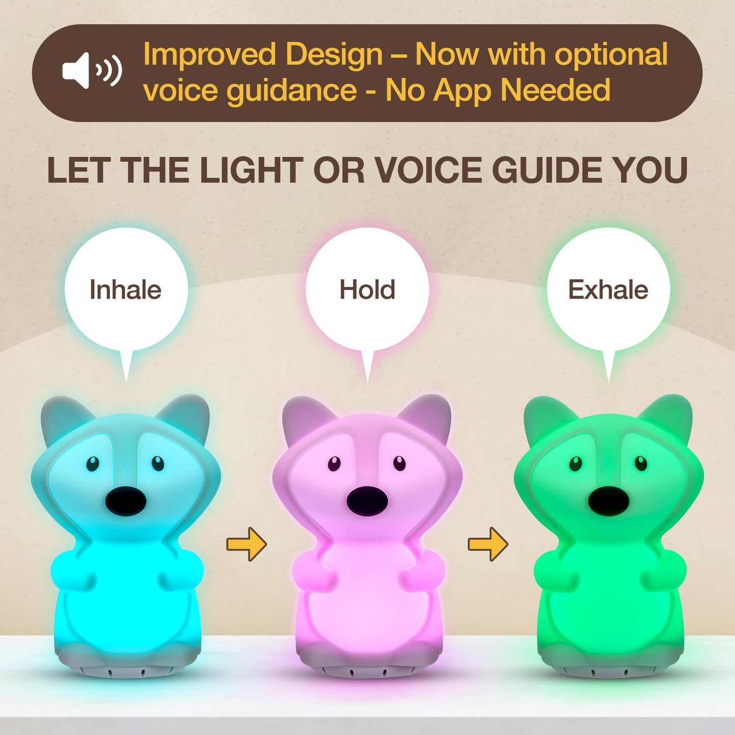Speaking Breathing Lamp with Guided Meditation & Calming Light | Stress & Anxiety Relief Tool for Adults & Kids | Box Breathing, Sleep, Relaxation & Focus Exercise Device | Self Care Gift