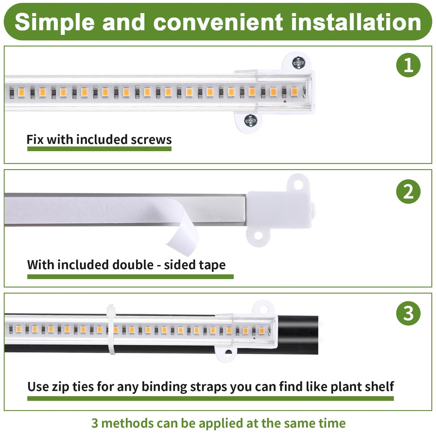8.6'' LED Grow Light Strips, Full Spectrum 3500K Grow Lights for Indoor Plants, 3 Head with 3/9/12H Timer, 10 Dimmable Levels, Suitable for Seedling, Succulent, Plant Shelf and Greenhouse, 1-Pack