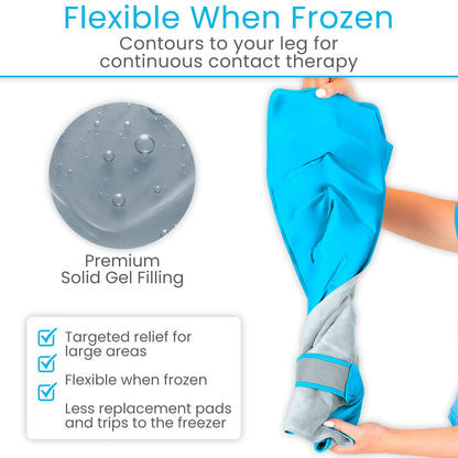 Arctic Flex Full Leg Ice Pack Wrap (Hot & Cold Therapy) - Large, Reusable Gel Ice Pack for Injuries & Swelling - ICY Sleeve for Leg Pain Relief - Cold/Hot Wrap for Thigh, Hips, Knee, Shins & Back