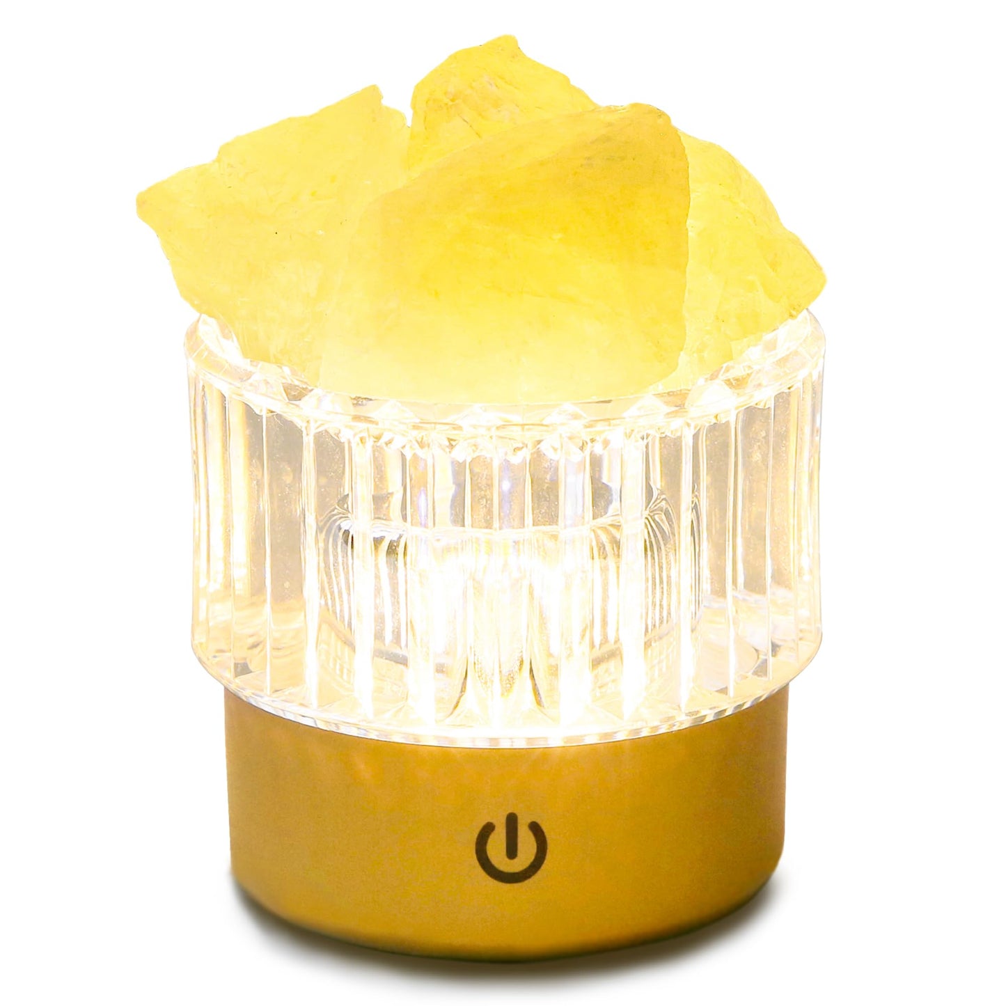 MYDAYS&DESIGN Yellow Crystal Lamp Natural Citrine Lamp, LED Light Dimmer with 3 Levels Cordless, Rocks Lamp Night Light Rechargeable for Room Home Decor Relaxation Ambiance (Yellow)