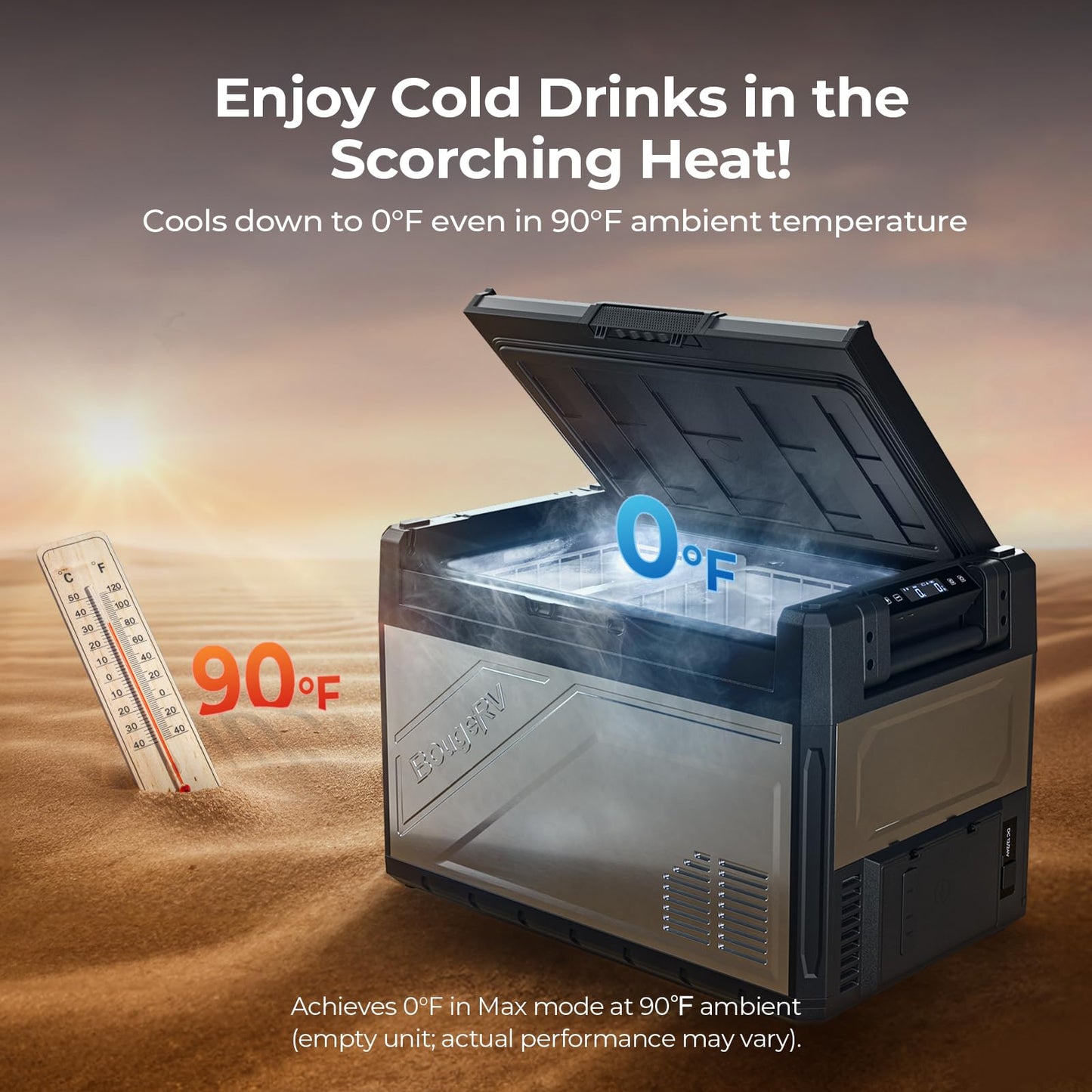BougeRV 12 Volt Portable Refrigerator, 55 Quart Dual Zone Car Fridge Freezer with APP Control, Compressor Cooler 12/24V DC, 110~240V AC for Overlanding, Camping, Travel, RV(2026 New Model: Rocky V3.0)