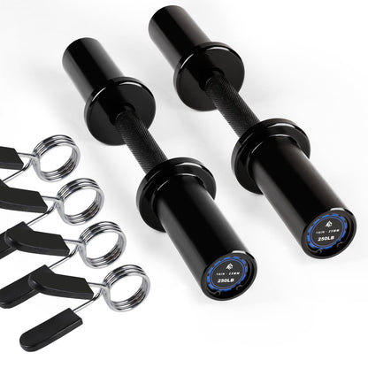 LIONSCOOL 16" Olympic Dumbbell Handles, Loadable Dumbbells Bar for Strength Training, Compatible with 2''Standard Plates, Includes 2 Pair of Spring Collars