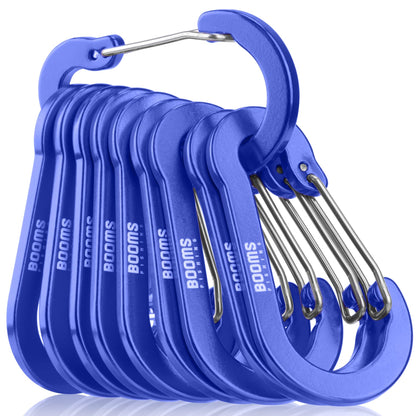 Booms Fishing CC5 Multi-Use Carabiner Clips, 10 Pack 2.7" Small Caribeener Clips, Mini Keychain Caribeaner Clip, Aluminum D Ring Carabiners, Ultramarine