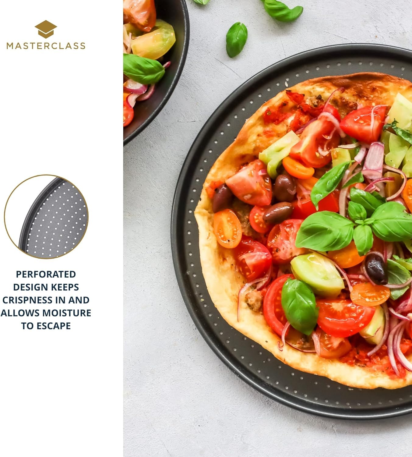 MasterClass Crusty Bake Non-Stick Pizza Crisper, 32cm, Grey