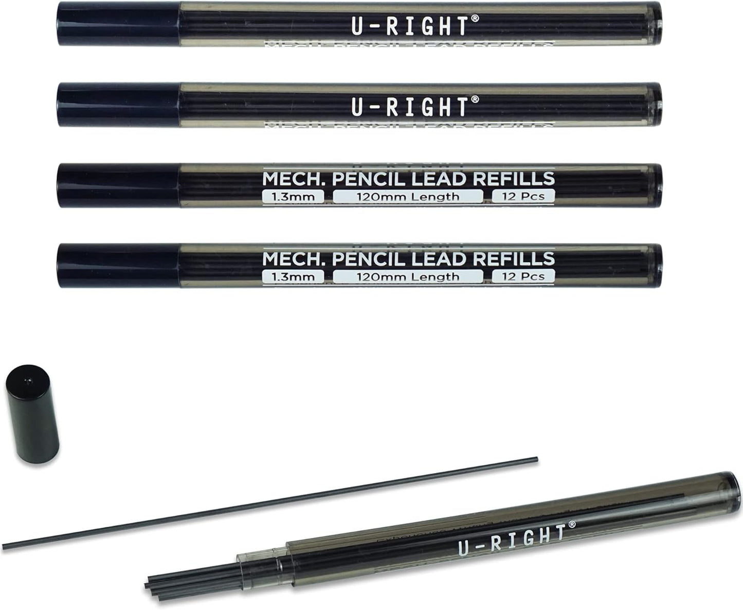 60 Pcs 1.3 mm Lead Refills for Mechanical Pencil, Break Resistant Weatherproof, 120 mm Length, 12 Pcs/tube, 5 Tubes
