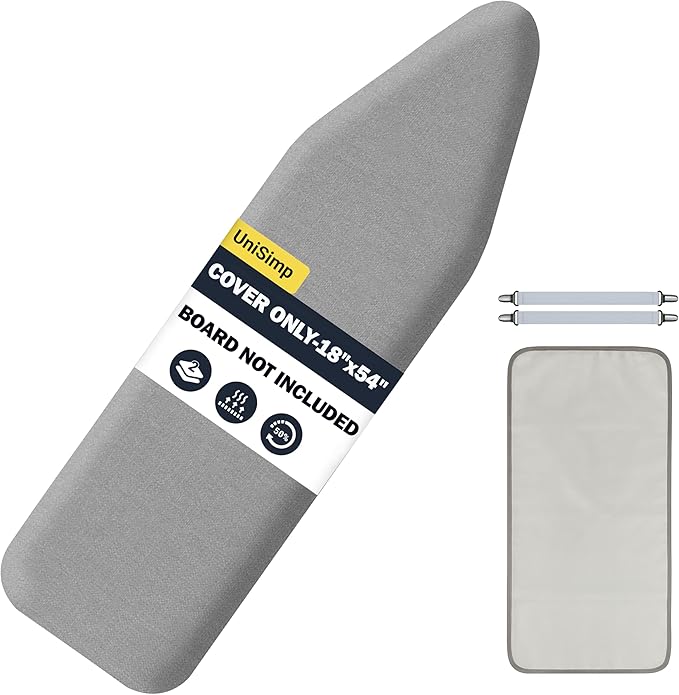Ironing Board Cover and Pad 18"x54" Extra Thick Natural Cotton, Scorch and
