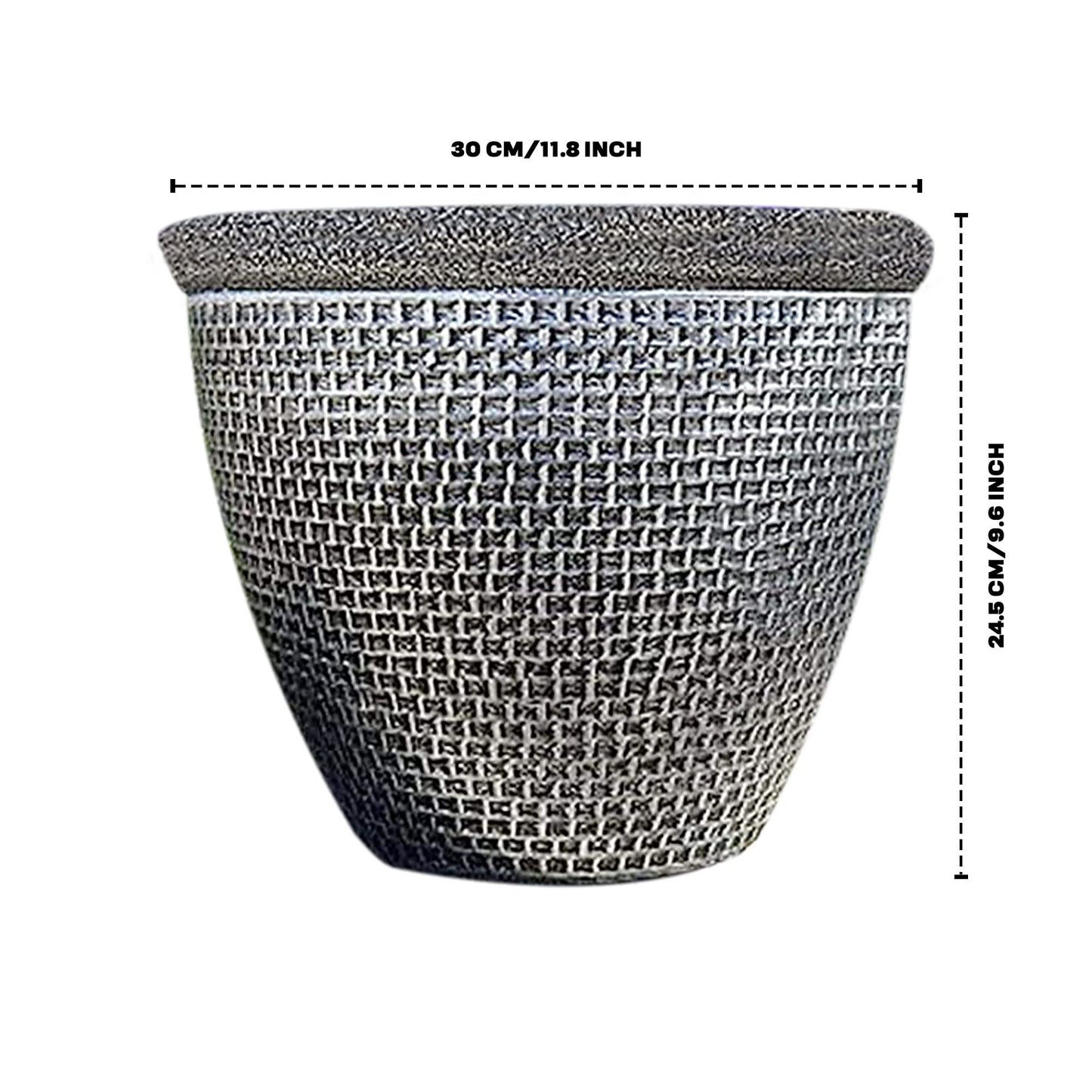 SG Traders 2 X Large Plastic Round Cromarty Plant Pots Flower Pot Planter Garden Decoration Antique Silver 30cm Plant Pot Outdoor Flower Pots Outside Garden Planters Outdoor With Drainage Holes