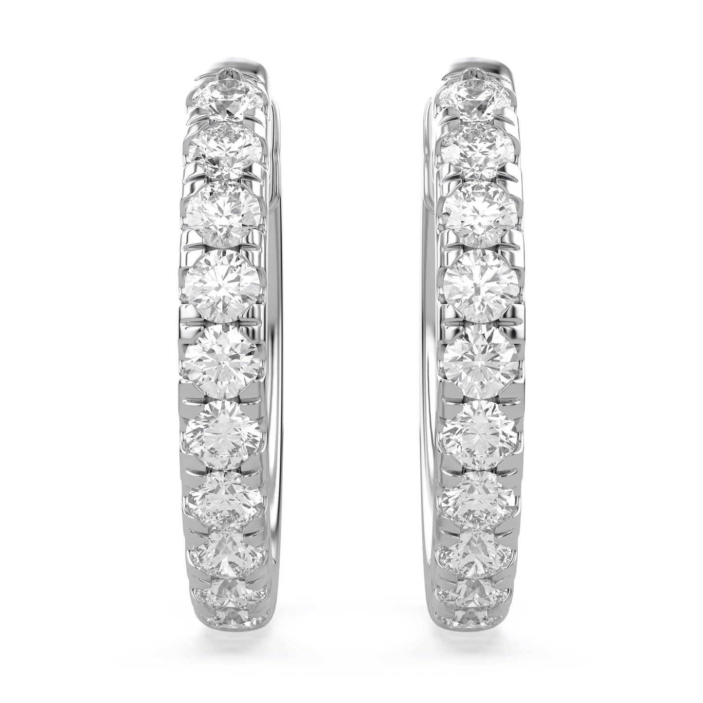 Huggie Hoop Earrings For Women, 1/4 Carat Round Shape Lab Grown Diamond Wedding Bridal Hoop Earrings In 14K Solid White Gold Jewelry for Her (0.25 Cttw)