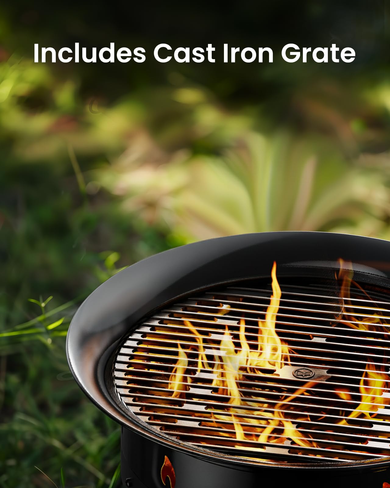 Ciays Large Propane Fire Pit 24 Inch, Gas Fire Pit with Grill Grate, Folding Legs, Hose Hooks, Propane Tank Holder, Cover & Carry Strap, Portable Outdoor Fire Pit for Camping, 58,000 BTU
