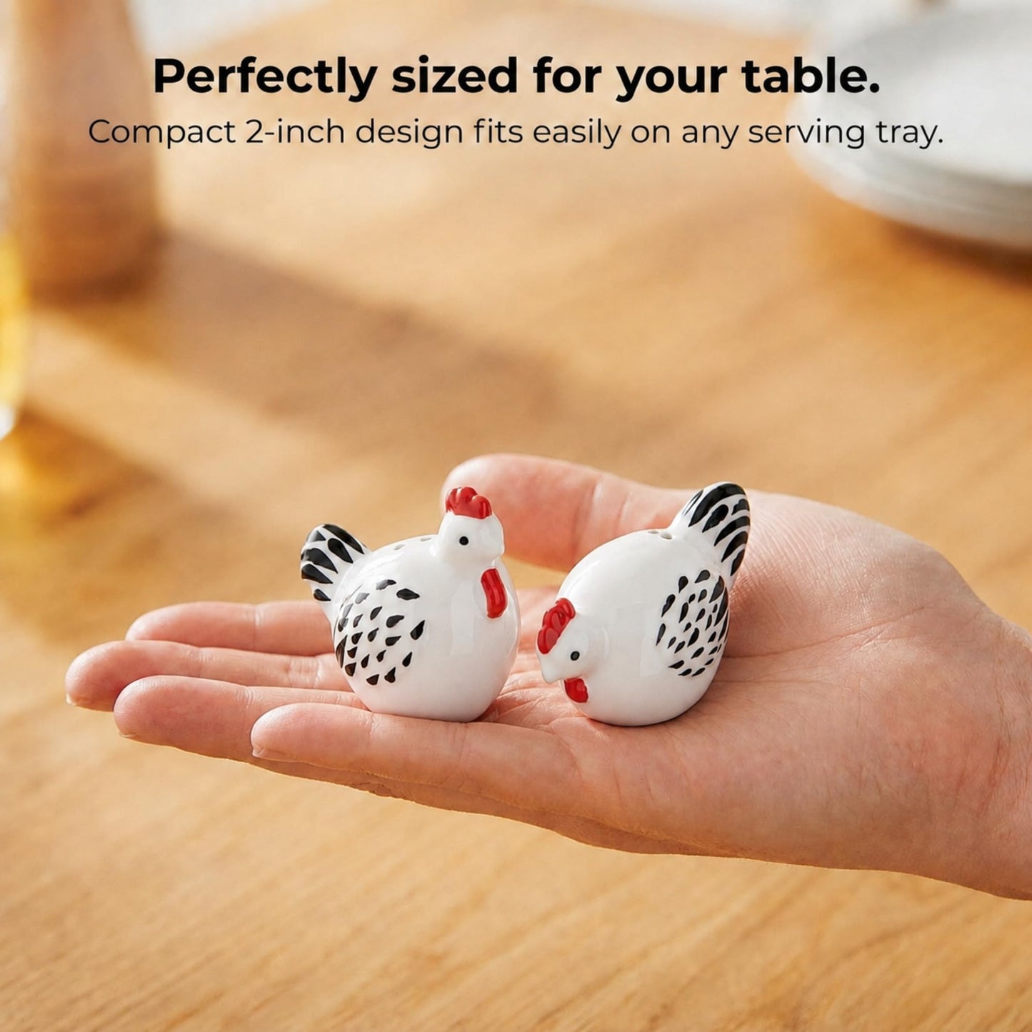 Cute Ceramic Farmhouse Salt & Pepper Shaker Set- Farm Chickens (Chickens)